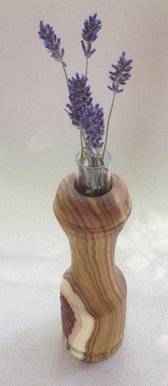 Red Bud Turned Wood Bud Vase by CARMICcreations on Etsy