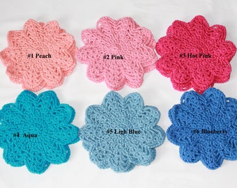 Cotton Doilies - Doily - Pastel Colored Doilies - Set of 3 Doilies - Handmade Crocheted Doilies - Six Colors to Choose From