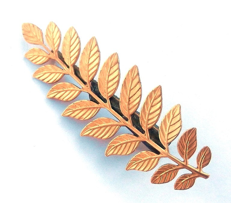 Brass Hair Clip Leaf Barrette Alligator Hair Clip Branch