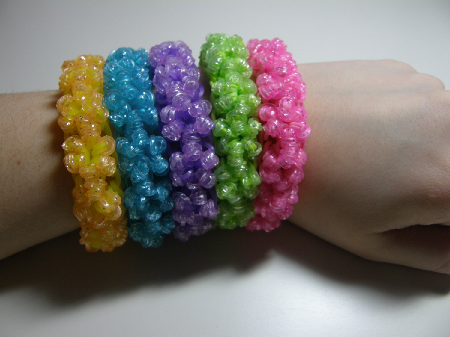 Items similar to Rainbow Loom Rock Candy Bracelets on Etsy
