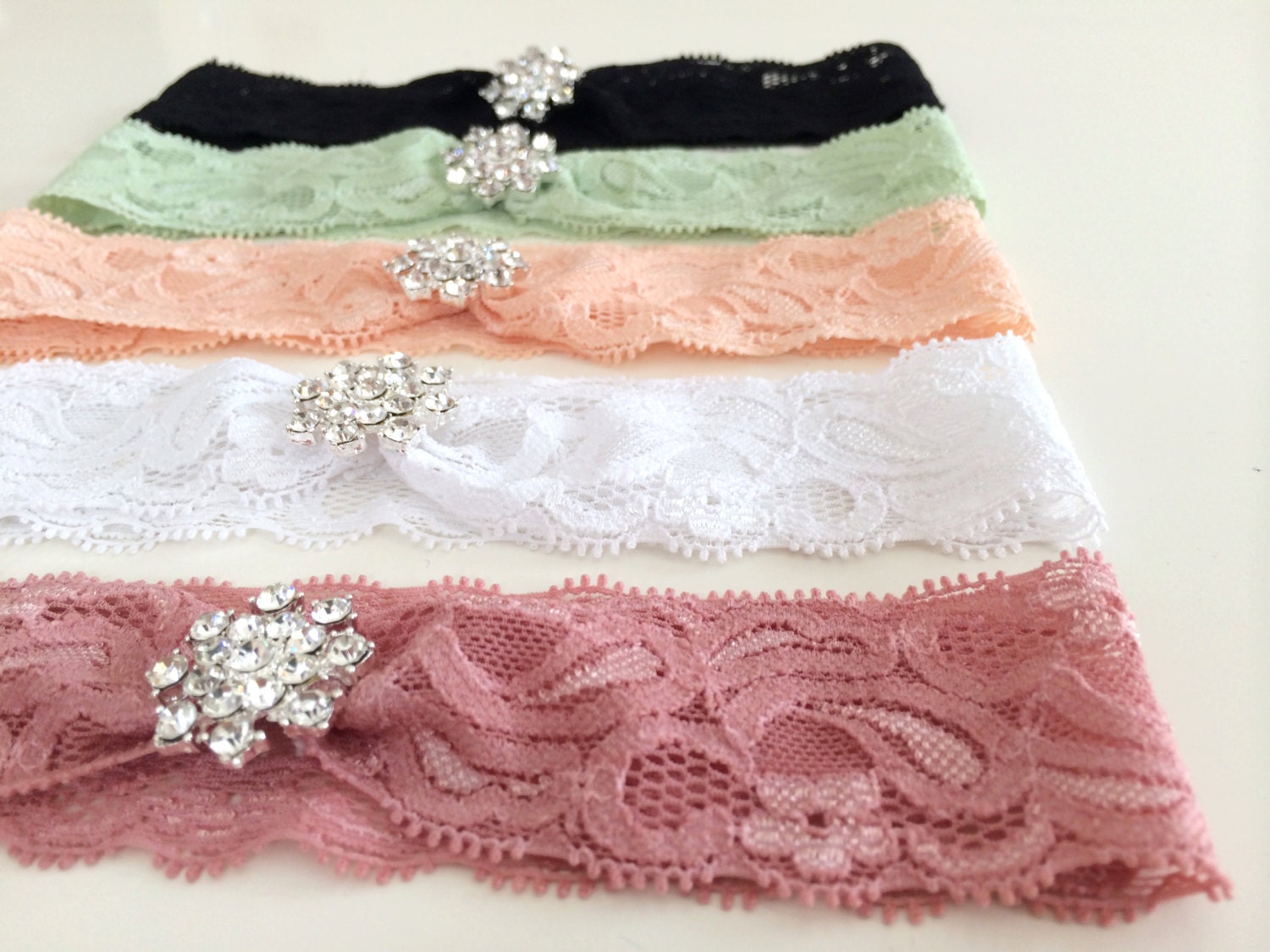Wedding Garter Belt Bridal Garter Colored Lace by paramicasa