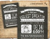 Ugly sweater invitation -Christmas chalkboard style printable invitation- holiday party invitation Il_170x135