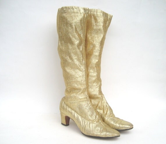 gold platform gogo boots
