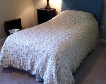 Ivory Colored Crochet Afghan