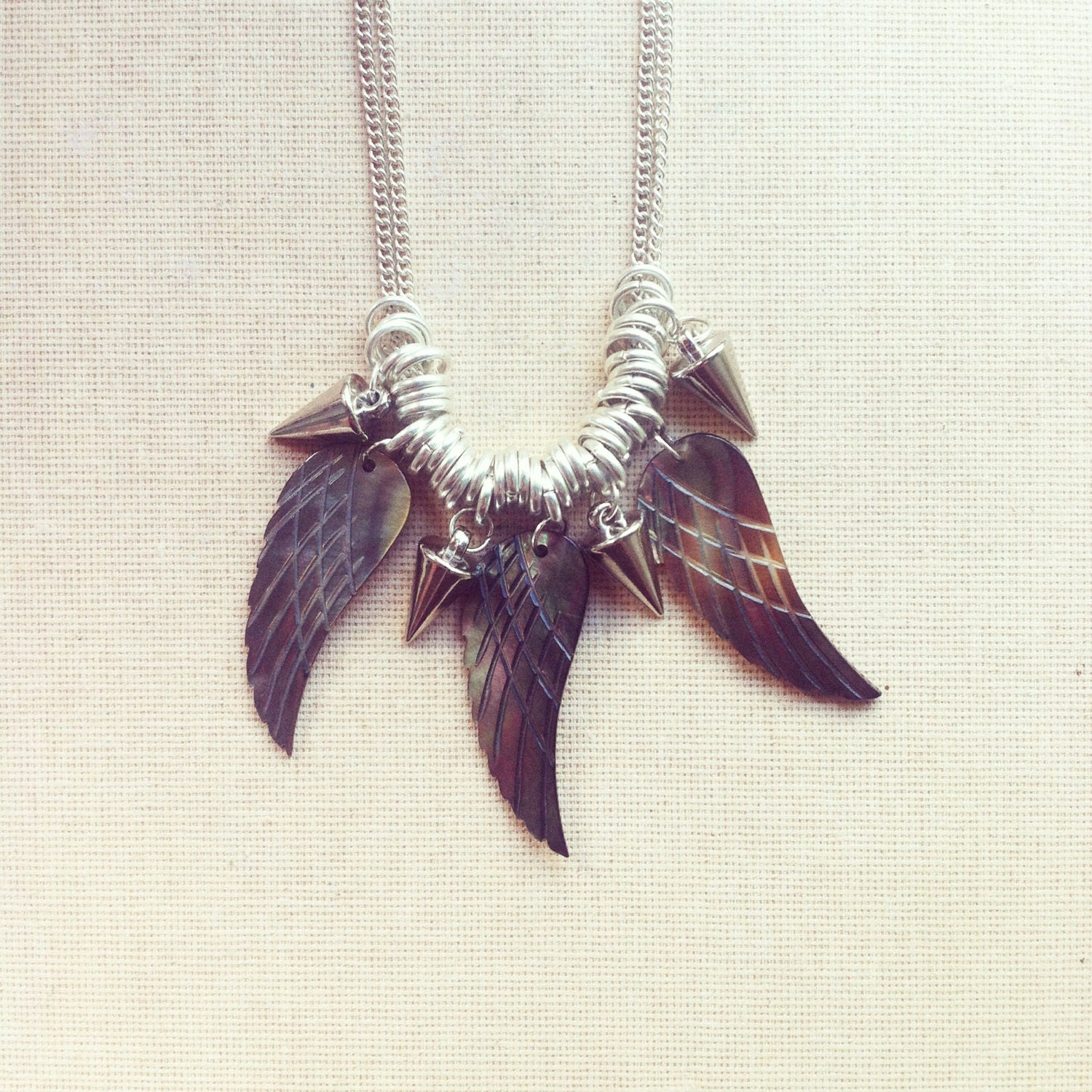 Angel Wings Necklace Spike Necklace Boho By Lowelowejewelry   Il Fullxfull.625944058 Jzfl 