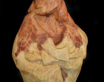 Hand carved Sculpture, Ruth and Naomi,Central piece,biblical inspiration,carob carved wood