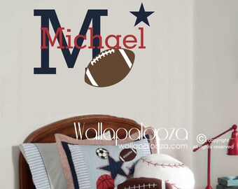 Football Wall Decal - Football Wall Art - Sports Wall Decor - Custom name wall decal - Boy's Room wall decal - Sports wall stickers - Ball