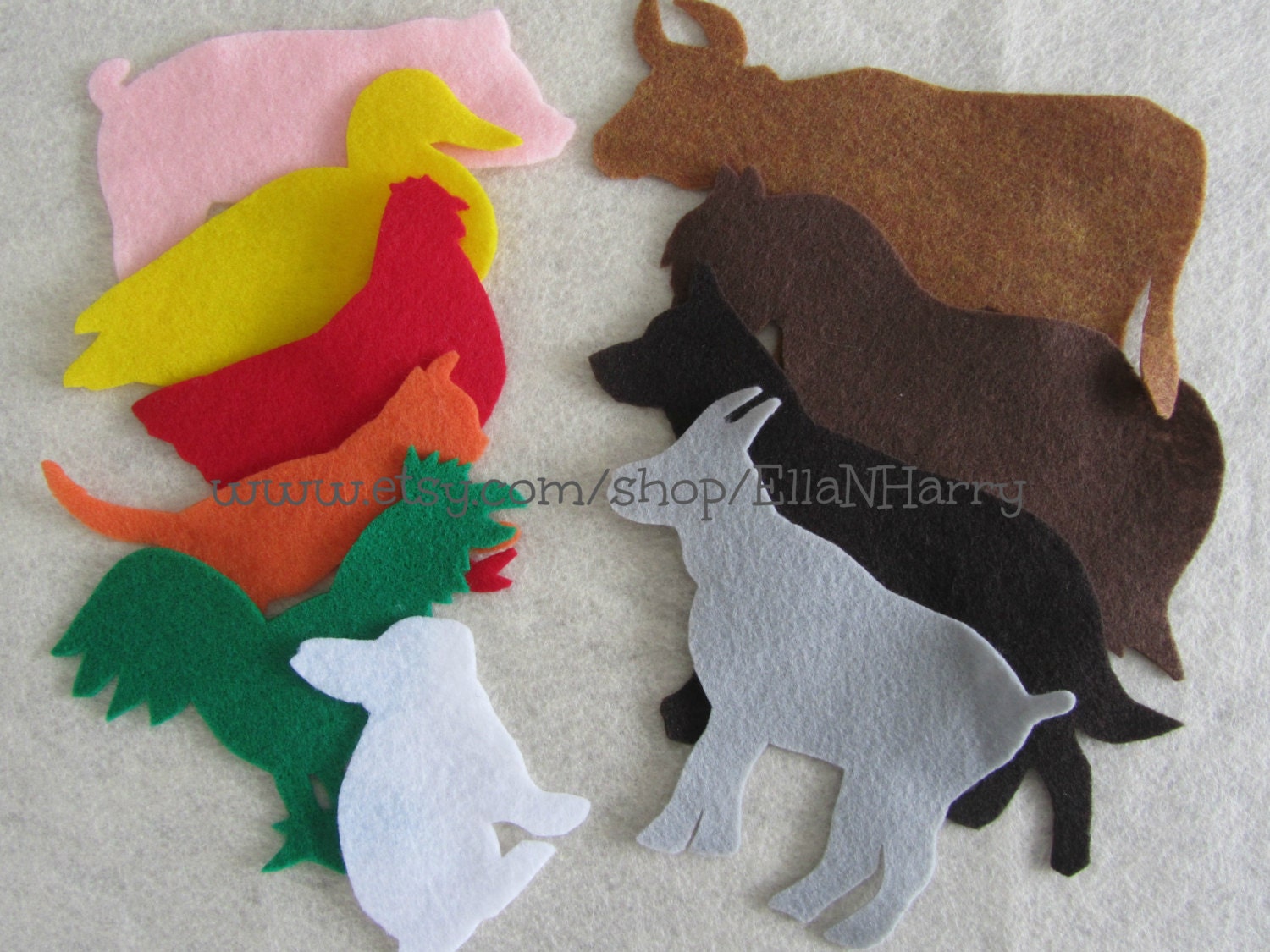 Felt Farm Animals for Felt Board Set of 10 by EllaNHarry on Etsy