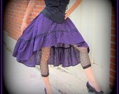 Steampunk Skirt ~ Purple Pirate Pinstripe ~ Victorian Bustle ~ fun layering piece for tribal belly dancers and wild wenches ~ fits S to XL