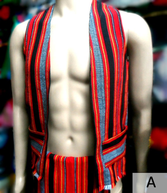 Tribal men's vest made from handwoven fabric available in