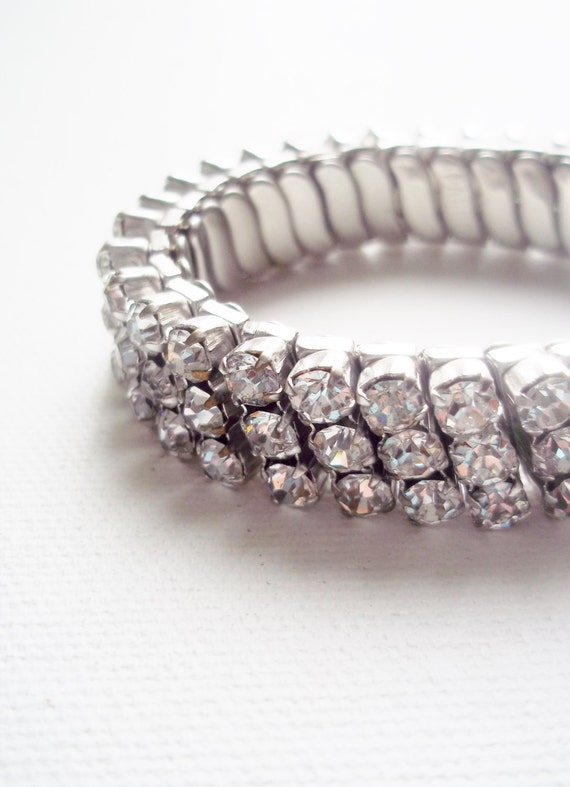 Vintage Parco Rhinestone Stretch Bracelet Mid by SPARKLESandSASS