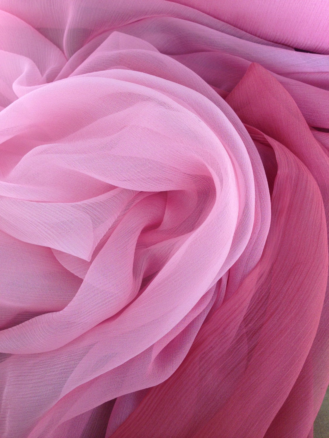RESERVED NOT PUBLIC Crinkle Chiffon Silk Pink Ombré Fabric