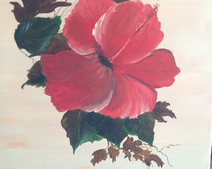 Hibiscus in Oil - Unframed 12 x 12 on Canvas