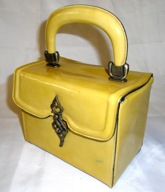 yellow patent leather handbags