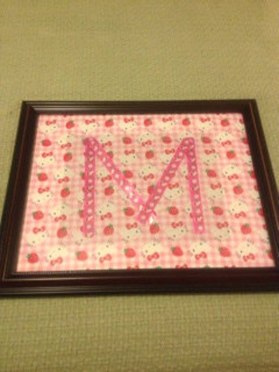 Custom Photo Framed Hello Kitty Monogramed Art