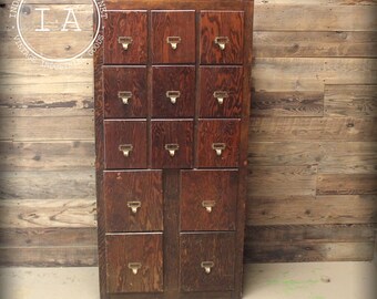 Vintage Oak 13 Drawer Card Catalog Style Cabinet
