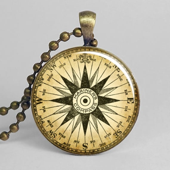Mariner's compass resin pendant compass rose necklace
