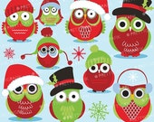 80% OFF SALE Christmas Owls clipart commercial use, vector graphics, digital clip art, digital images - CL588 Il_170x135