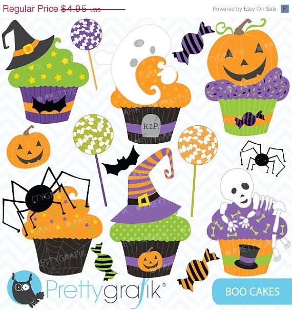 60% OFF SALE Halloween cupcake clipart commercial use, vector graphics, digital clip art, digital images - CL564 Il_570xn