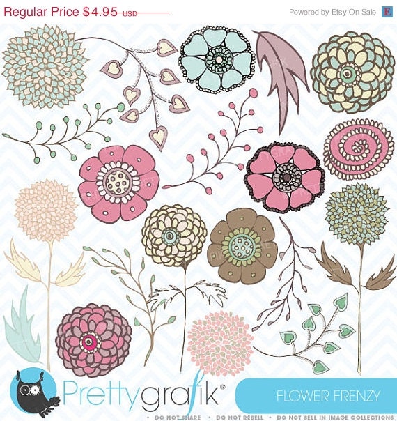 60% OFF SALE Flower clipart commercial use, vector graphics, digital clip art, digital images - CL316 Il_570xn
