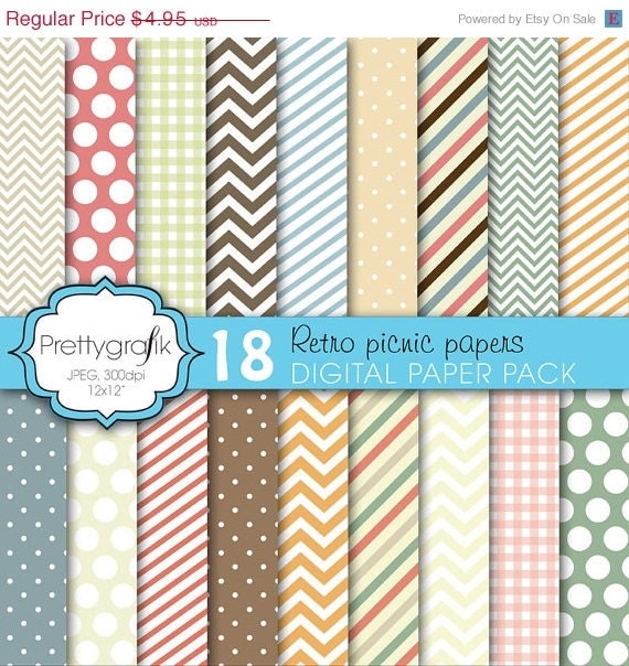 60% OFF SALE bright colors digital paper, commercial use, scrapbook papers, background, polka dots, chevron, gingham, stripes - PS618 Il_570xn