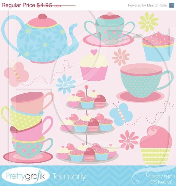 80% OFF SALE tea party clipart commercial use, vector graphics, digital clip art, digital images - CL512 Il_570xn