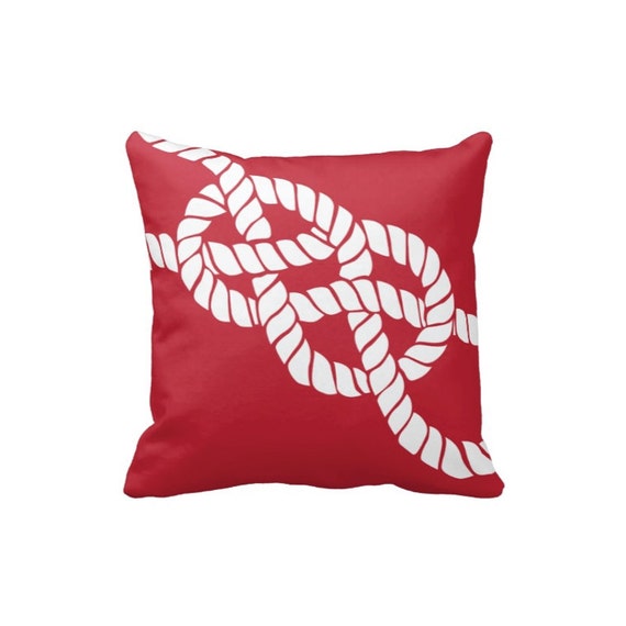 Custom Nautical Rope Knot Throw Pillow & CoverBrick Red and