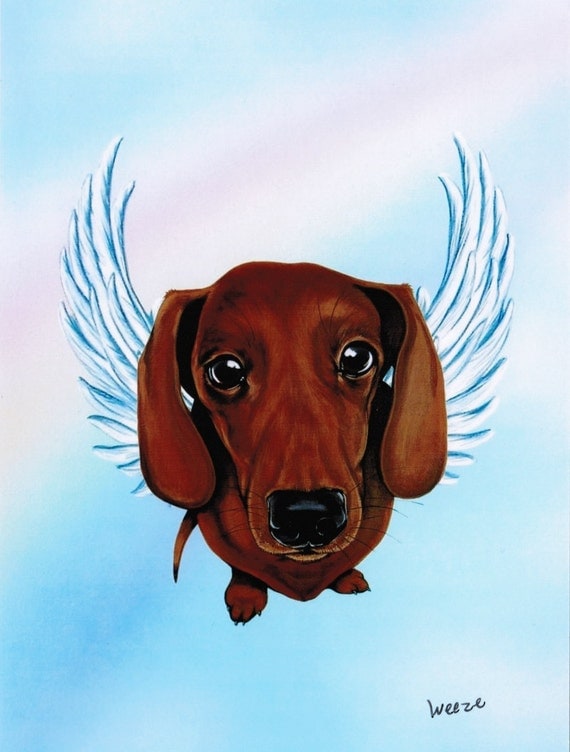 Dachshund Dachshund Angel Dachsund Angel by ArtbyWeeze on Etsy