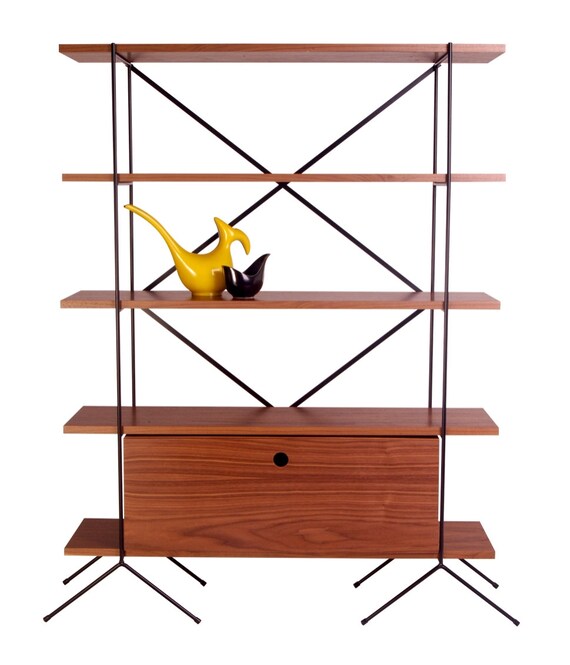Retro walnut mid century modern Goshelving shelving unit and