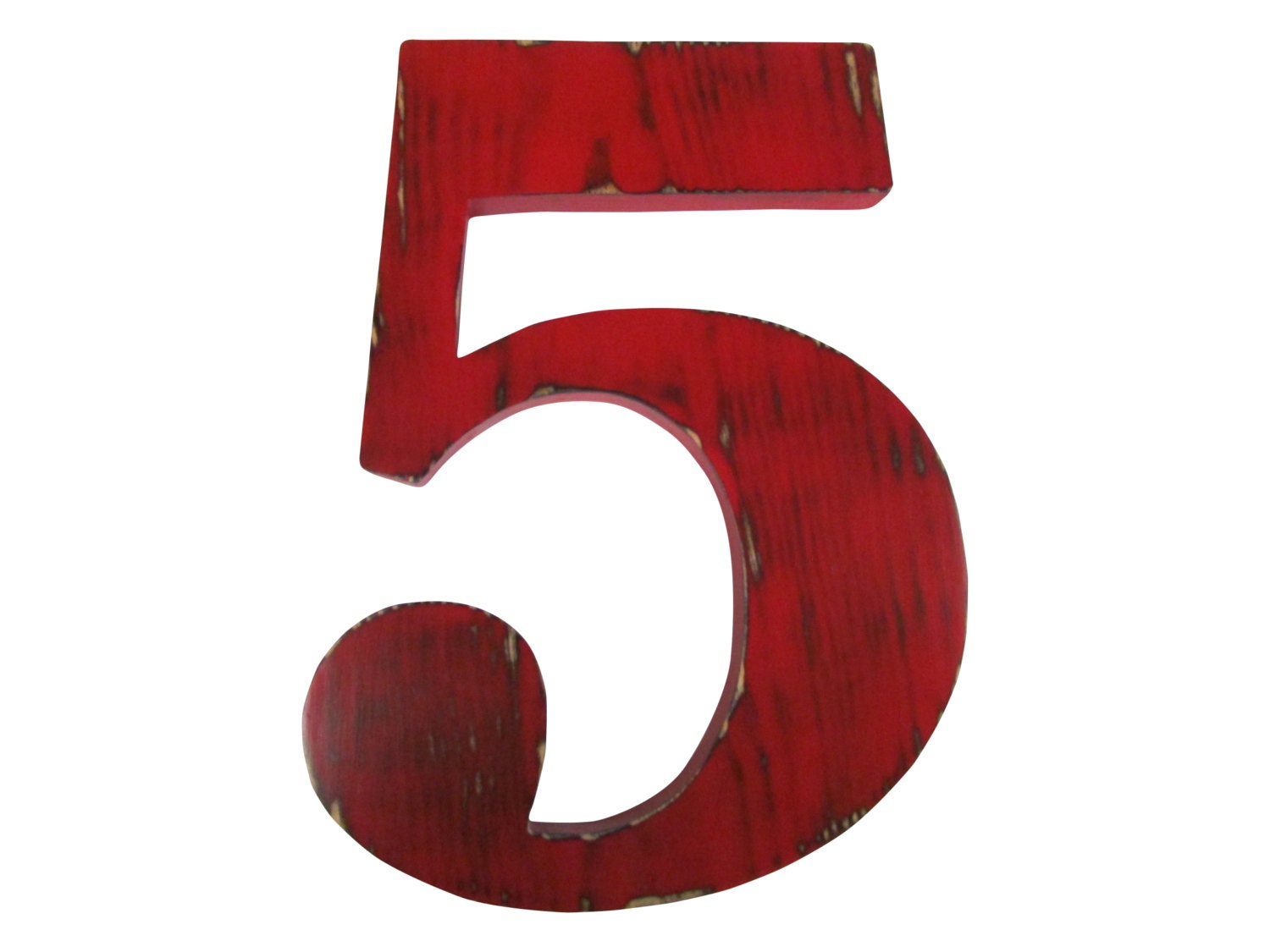 Number 5 in Red Pine Wood Sign Wall Decor Kids Birthday Party