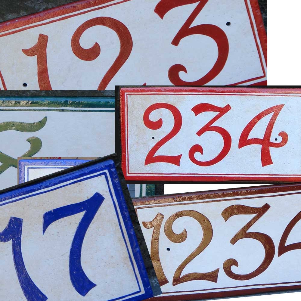 House number plaques hand painted Italian house numbers