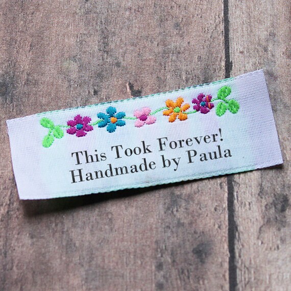 Floral Border Clothing Labels Custom Woven Labels Woven