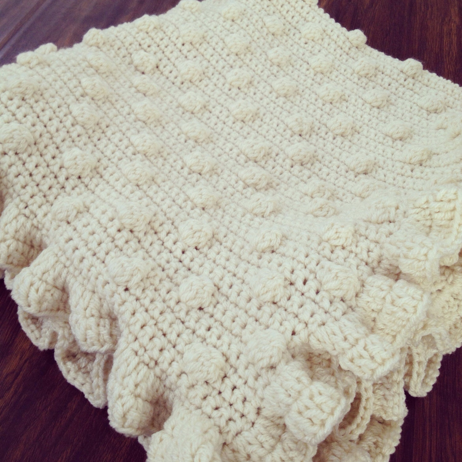 Sale The Reese Baby Blanket Crochet with Ruffles by straighthookin