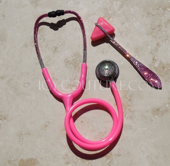 Pink Ombre Bling STETHOSCOPE with Swarovski Crystals by