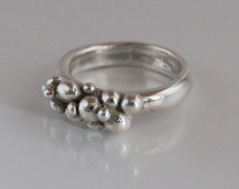 Bague Boule En Argent - Taille 53 - Style XXe Siècle - Occasion (Bel état)