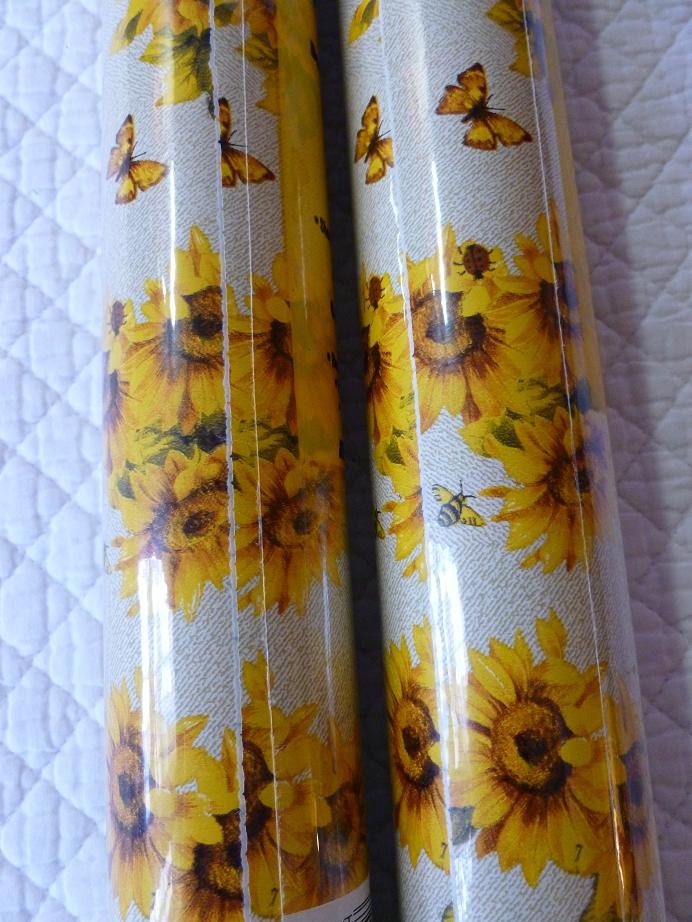2 New Rolls Contact Paper Sunflower Design Self Adhesive Liner