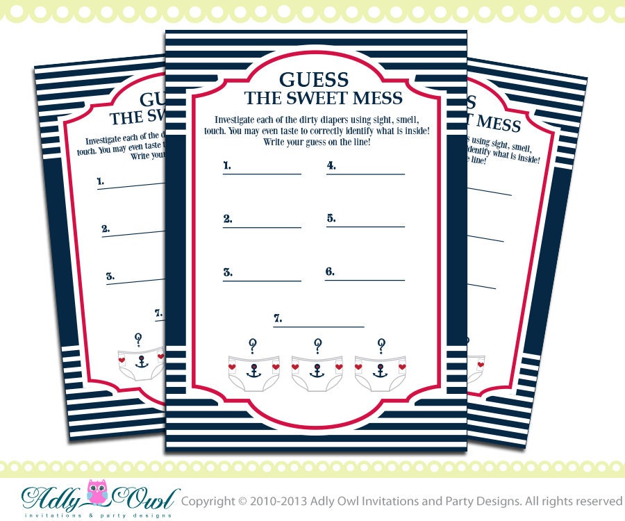 Dirty Diaper Baby Shower Game Template Dirty Diaper Game Baby Pink