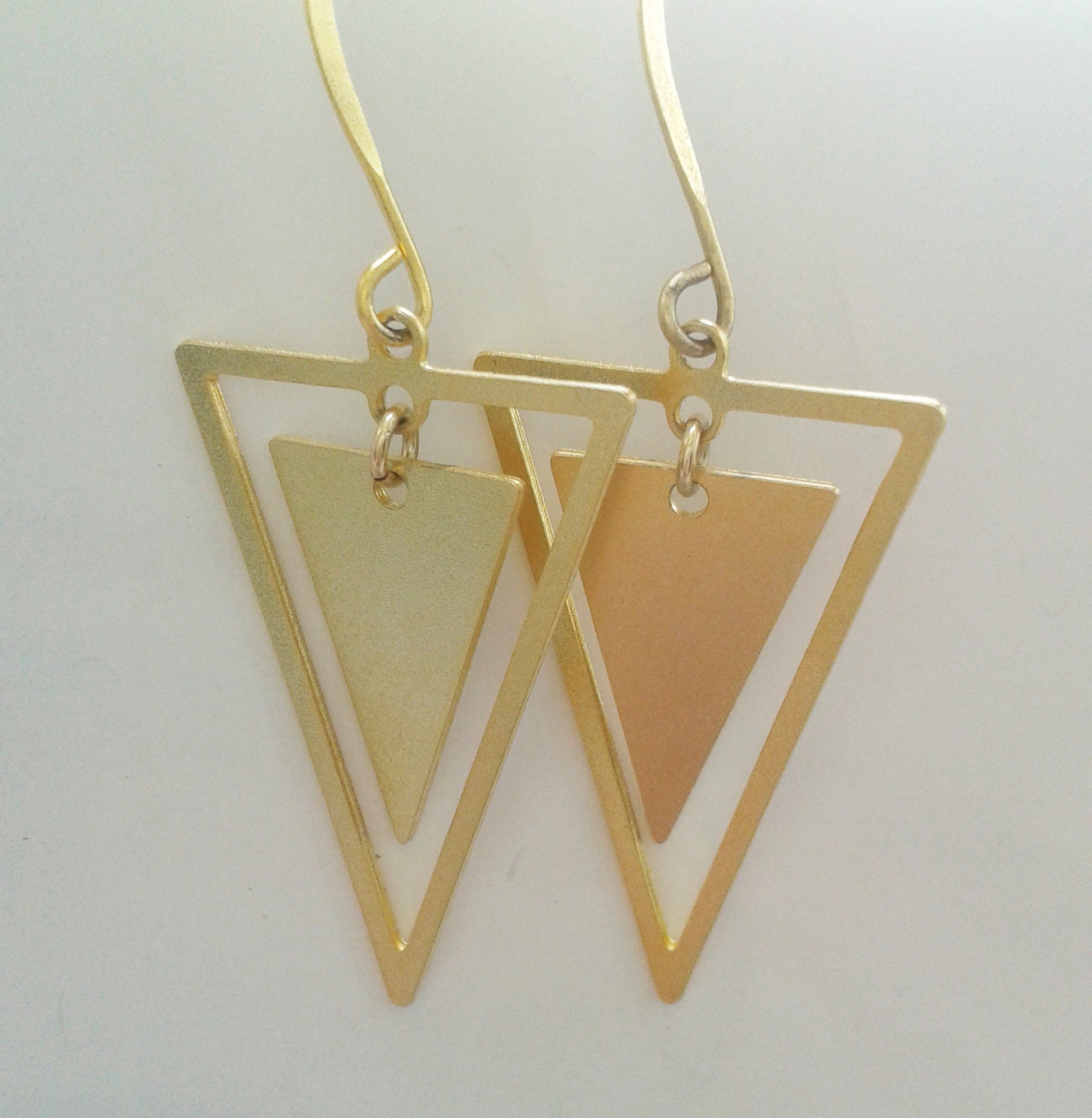 Triangle earring Triangle earrings Gold triangle earrings