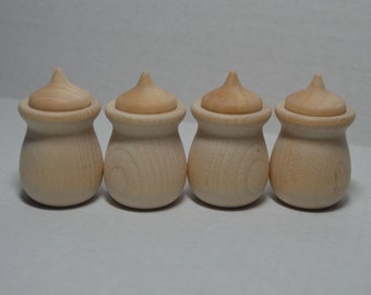 Wooden Pots and Acorns - Set of 4 Acorn Pots - DIY Waldorf - Montessori - Unfinished Wood