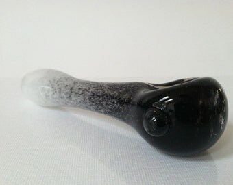 Glass Pipe, Glass Spoon Pipe, White Pipe, Black and White Glass Pipe