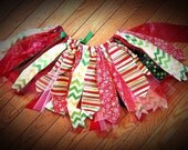 Red and green tutu, shabby chic Christmas tutu, Stripes and chevron tutu, Holiday Fabric Scrap skirt, shabby chic fabric and tulle tutu Il_170x135