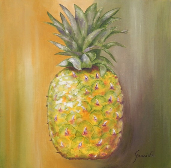 Pineapple original painting oil on canvas