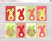 ON SALE 50 % OFF Printable Gift Tag Easter Bunny in Pink Red Green Spring Colors Instant Download Il_170x135