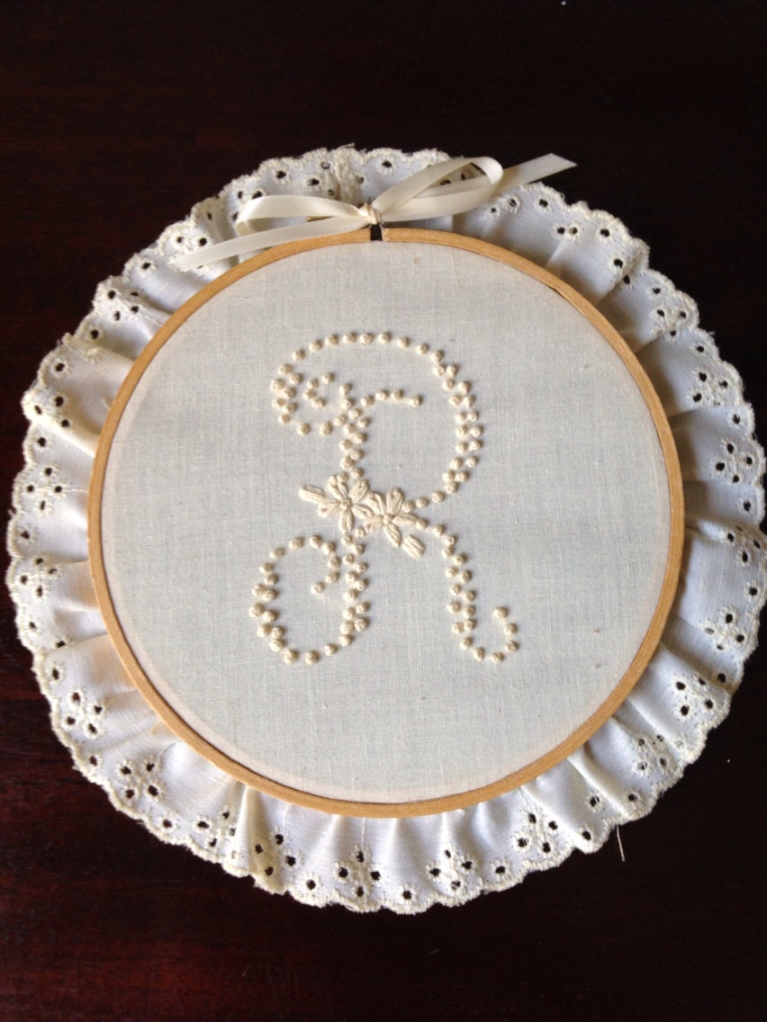 Vintage R Monogram Embroidery