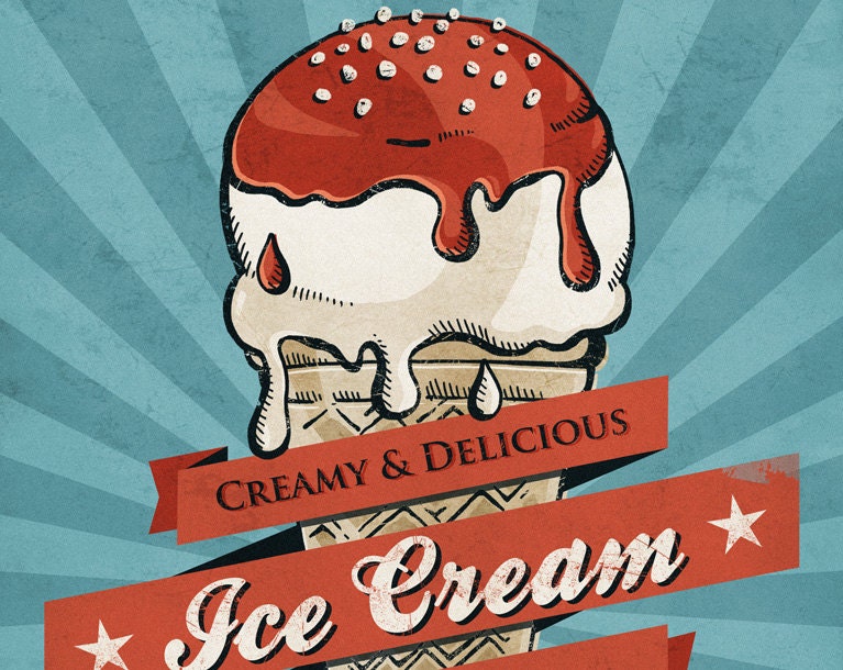 Retro Kitchen Art Retro Ice Cream Ice Cream Print Kitchen