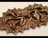 Vintage  Gold Tone Art Nouveau Repousse Floral/Botanical Brooch