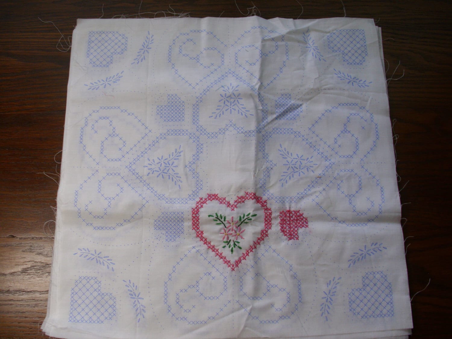 Vintage stamped quilt blocks stamped embroidery heart Vintage stamped quilt blocks stamped embroidery heart