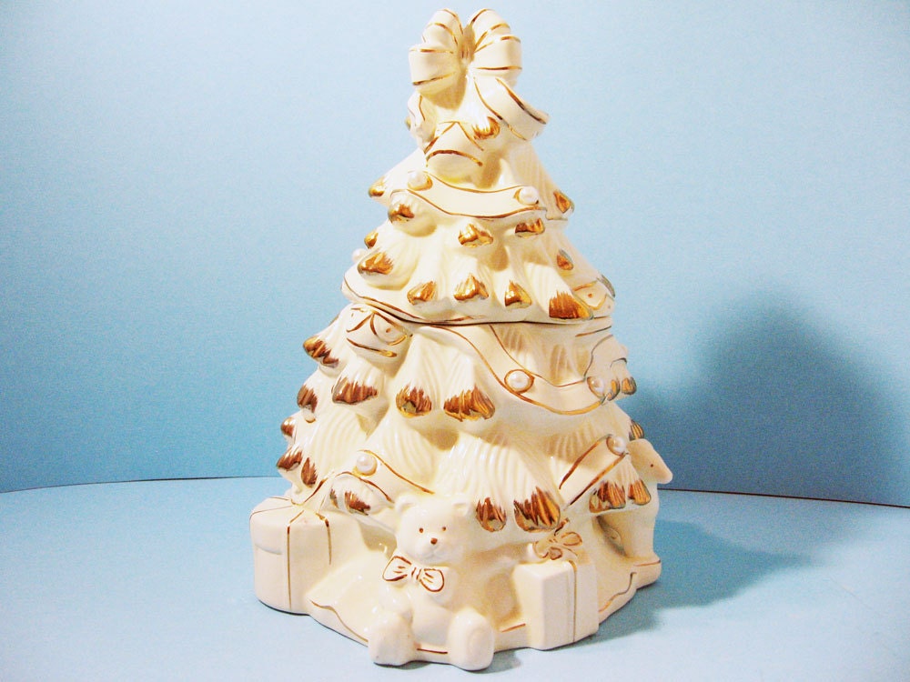 ceramic christmas tree cookie jar creamy white by ceramic christmas tree cookie jar creamy white by