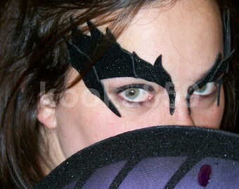 Poison Ivy Eyebrows Black leaf Extreme Glitter eye mask costume cosplay Elf or Fairy, Fortune Teller, Wicca, Witch, Comic Con