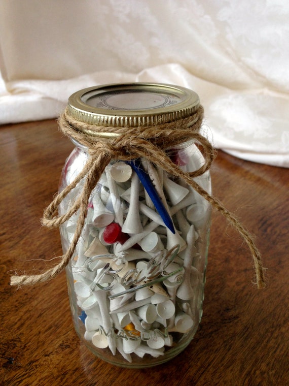 Golf tees in mason jar